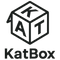 Black and white logo of KatBox with a box design.
